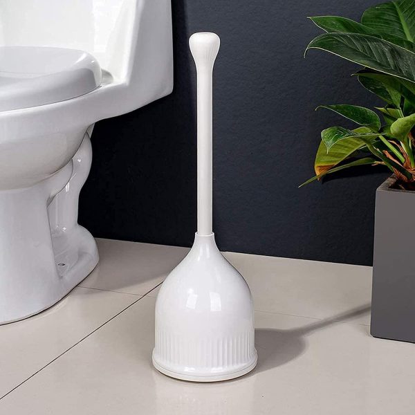 Toilet Plunger, Hideaway Toilet Plunger with Caddy, Plungers for Bathroom with Holder, Heavy Duty Toilet Plunger with Holder - White - Image 5