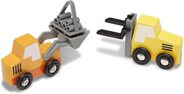 Melissa & Doug Wooden Construction Site Vehicles with Wooden Storage Tray (8 Pieces)