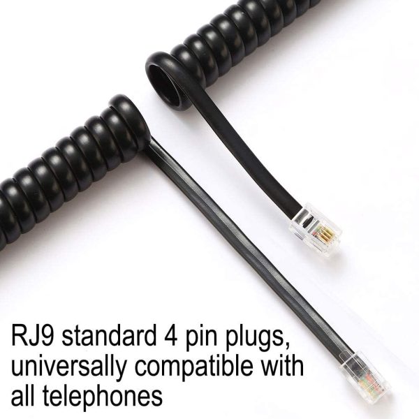 Telephone Cord, Phone Cord, handset Cord, Black, 2 Pack, Universally Compatible - Image 3