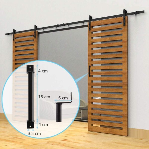 6.6 FT Black Barn Door Hardware Kit, Dulcii Steel Slide Sliding Track Rail Hanger Roller 200cm Door Hardware Black Antique Handle Included