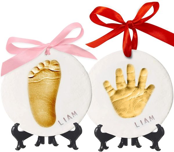 Baby Hand and Footprint Kit - Personalized Baby Foot Printing Kit for Newborn - Baby Footprint Kit for Toddlers - Baby Keepsake Handprint Kit - Baby Handprint Ornament Kit for Baby Shower Gifts (Gold) - Image 2