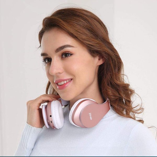 zihnic Bluetooth Headphones Over Ear, Foldable Wireless and Wired Stereo Headset Micro SD/TF, FM for iPhone/Samsung/iPad/PC/TV,Soft Earmuffs &Light Weight for Prolonged Wearing (Gold) - Image 6