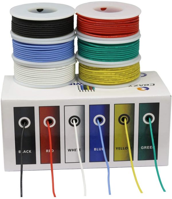 CBAZY??Hook up Wire Kit (Stranded Wire Kit) 18 Gauge Flexible Silicone Rubber Electric Wire 6 Colors 16.4 feet Each 18 AWG - Image 3