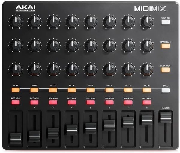 AKAI Professional MIDImix - USB MIDI Controller Mixer with Assignable Faders & Master Fader, 24 Knobs and 16 Buttons, 1 to 1 Mapping With Ableton Live