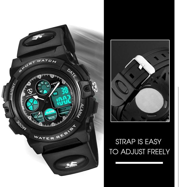 Watch Kid's Watches Boys Analog Digital Quartz Sport Electronic Military Dual Time Waterproof LED Back Light 164Ft 50M Water Resistant Calendar Alarm Stopwatch Multifunction - Image 4