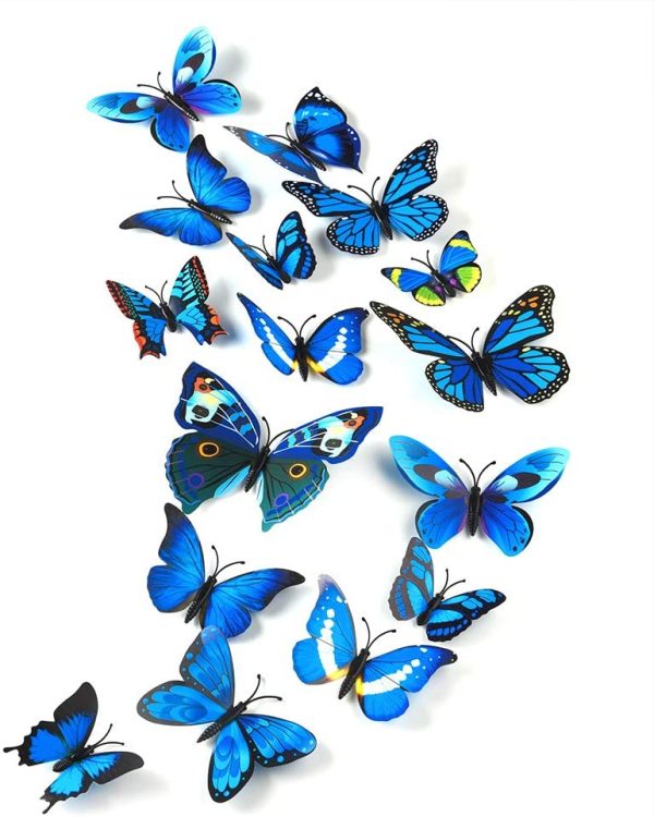 36 Pieces 3D Butterfly Wall Stickers wall Butterflies Girls Bedroom Accessories,Blue - Image 2