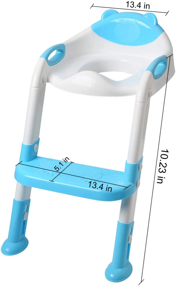 PandaEar Potty Training Seat Toilet with Step Stool Ladder, Kids Boys Girls Toddlers-Comfortable Safe, Anti-Slip Pads Ladder (Blue) (Blue) - Image 7