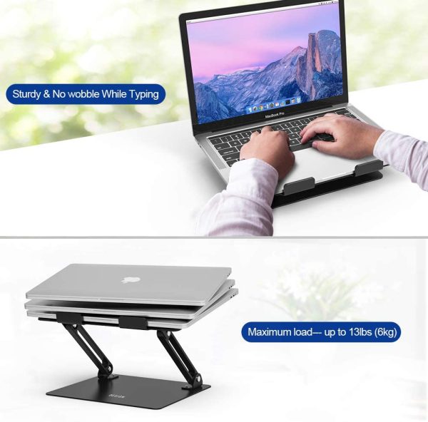 Besign LS10 Aluminum Laptop Stand, Ergonomic Adjustable Notebook Stand, Riser Holder Computer Stand Compatible with Air, Pro, Dell, HP, Lenovo More 10-15.6" Laptops (Black) - Image 4