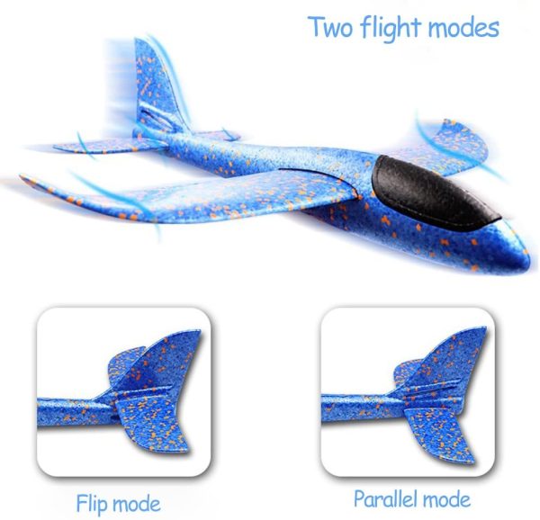 VCOSTORE 2 Pcs Slingshot Foam Airplanes for Kids, 17.7" Throwing Foam Glider Plane with 2 Flight Mode, Outdoor Sport Toys for Boys Girls Gift - Image 2