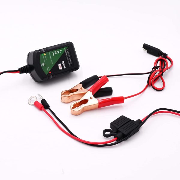 12 Volt Battery Charger Smart Automatic Battery Charger and Maintainer 12V Intelligent Trickle Charger 0.75A for Automotive Car Motorcycle Lawn Mower Boat ATV Sealed Lead Acid Batteries - Image 2