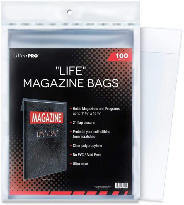 Ultra Pro UP82312 Life Magazine 11-5/8" x 15-1/8" Bags (100 Count Pack), Small, Clear (82312)