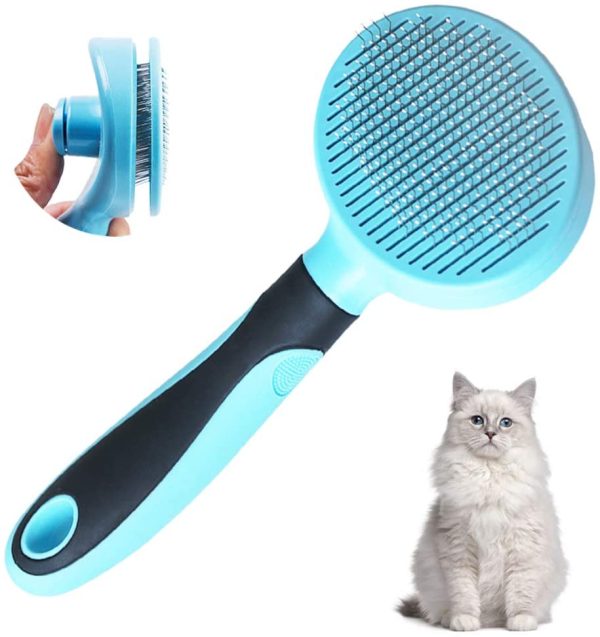 Cat Brush for Shedding, Slicker Pet Grooming Brush for Cat and Small Medium Dog, Self Cleaning Slicker Brush(Blue) - Image 3