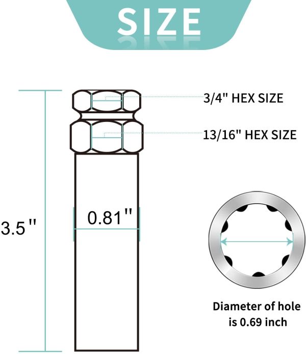 Lug Nuts 12x1.5 Acorn, m12x1.5 Closed End Bulge Acorn Wheel Lug Nuts Conical Seat 1.38" Tall Compatible for Acura Ford Honda Mazda Saturn Toyota Buick Mitsubishi with 1 Key - Image 8