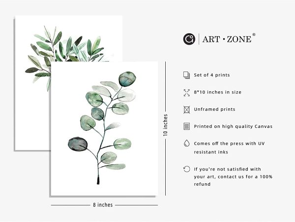 Botanical Prints Posters for Bedroom Aesthetic Room Decor, Set of 4, 8x10 Canvas Poster Unframed, Boho Decor Art Print, Bathroom Wall Art Decor, Sage Green Decor - Image 6