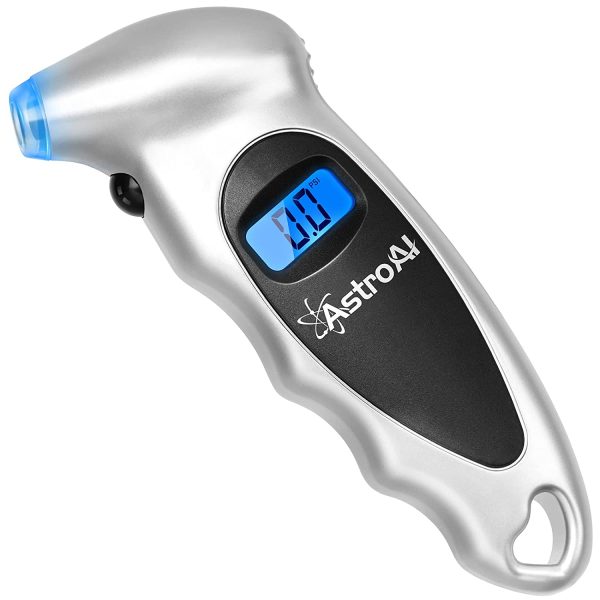 AstroAI Digital Tire Pressure Gauge 150 PSI 4 Settings for Car Truck Bicycle with Backlit LCD and Non-Slip Grip, Silver, 1 Pack - Image 5