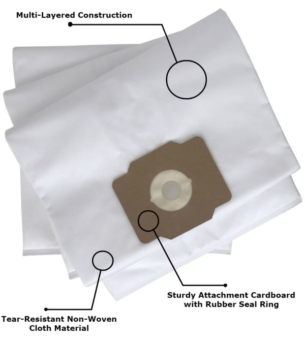 Premium Central Vacuum Bags - Replacement for Beam, Electrolux, Eureka, Kenmore, Mastercraft, White Westinghouse, Nilfisk, Broan, Husky, Star-Brute and Other Central Vac Systems - Non-Woven Cloth Material - Pack of 3 Bags - Image 3