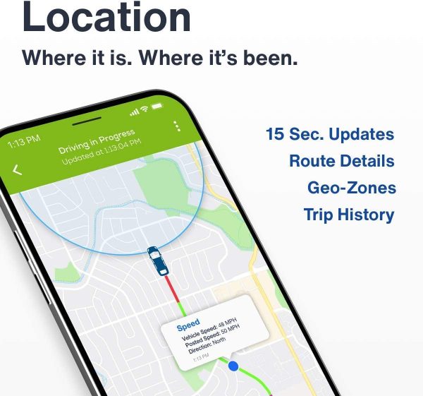 '- Vehicle Location, Accident Notification, Route History, Speed Monitoring, GeoFence, GPS Car Tracker, No Activation Fees, Cancel Anytime, Family or Fleets - Image 2