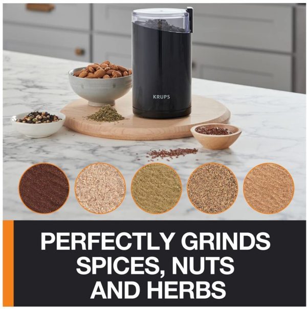 KRUPS Electric Spice and Coffee Grinder with Stainless Steel Blades, 3-Ounce, Black