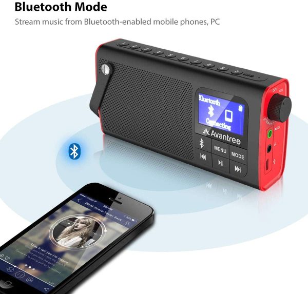 SP850 Rechargeable Portable FM Radio with Bluetooth Speaker and SD Card MP3 Player 3-in-1, Auto Scan Save, LED Display, Small Handheld Pocket Battery Operated Wireless Radio (No AM)