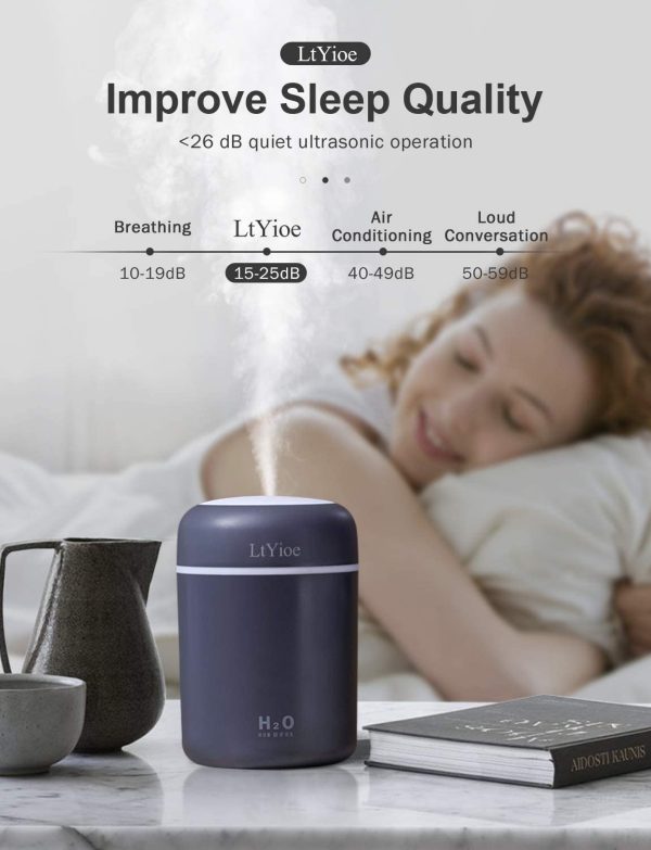 Humidifier Portable Mini Humidifiers for Bedroom, Personal Desktop Cool Mist Humidifier with Colorful Cycling Light, 2 Mist Modes and Auto Shut-Off, Quiet Operation for Office Home Car(Navy)