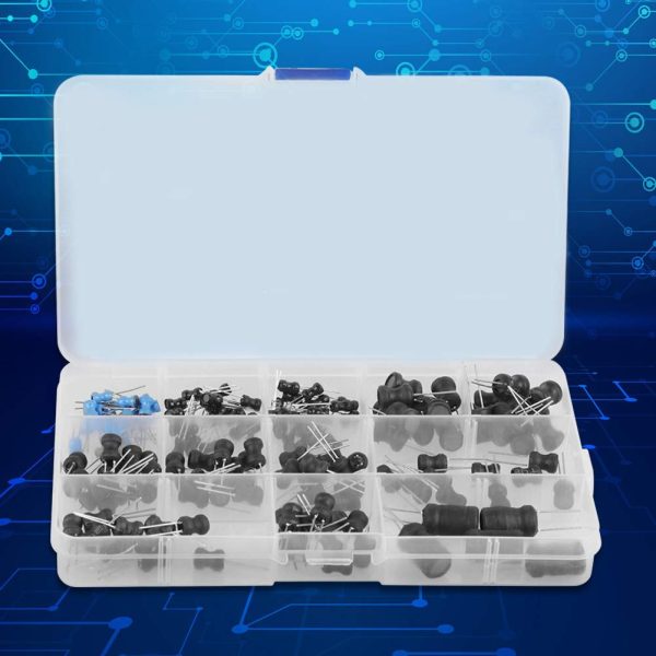 145PCS Inductors Assorted Kit, 10uH-10mH 12 Values Choke Inductors Assorted Kit DIP Radial Power Choke Inductors Assortment Kit,Protected with PVC or UL Tube - Image 2