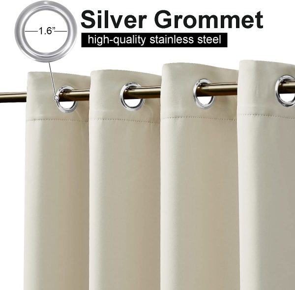 Weighted Outdoor Curtain for Patio Waterproof, Rustproof Grommet Top and Bottom Outdoor Divider Windproof Thermal Insulated Drape for Balcony/Cabana, Beige, 1 Panel, W100 x L108 - Image 4