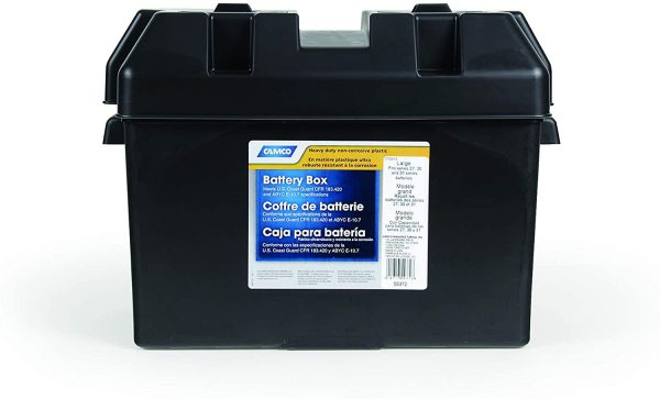 Large Battery Box with Straps and Hardware - Group 27, 30, 31 |Safely Stores RV, Automotive, and Marine Batteries |Durable Anti-Corrosion Material | Measures 7 ¼" x 13 ¾" x 8-5/8" - (55372) - Image 8