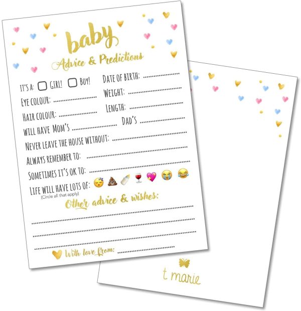 T Marie 40 Baby Shower Game Advice Cards - Baby Prediction, Wisdom and Advice for Mommy to Be - Perfect for Gender Neutral Showers and Girl Boy Gender Reveals - Image 3