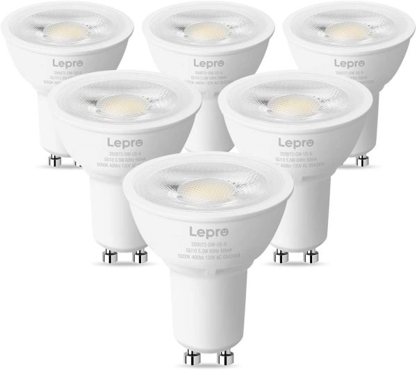 GU10 LED Bulbs, 5.5W Dimmable LED GU10 Bulb 50W Halogen Bulbs Equivalent, 400lm PAR16 LED Spotlight Bulb, 5000K Daylight White, 6 Packs - Image 4