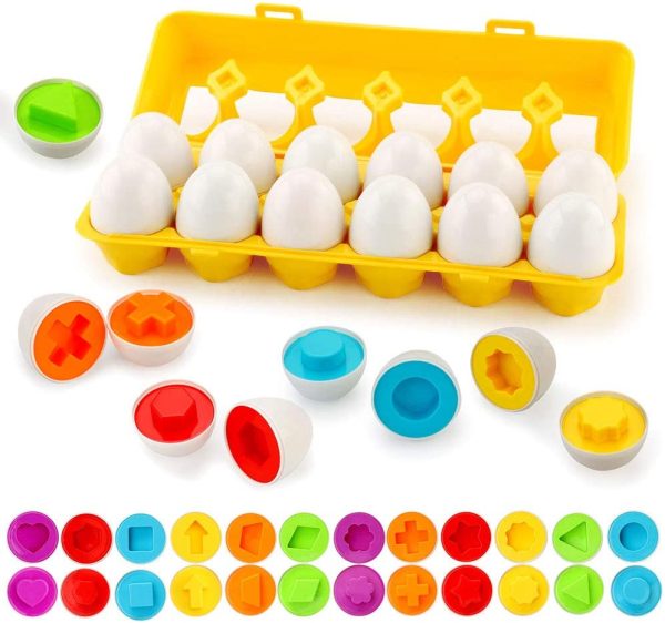 JoyGrow Matching Eggs Toddler Toys, 2.67x2 inch Eggs Color Matching Eggs Set Shape Recognition Learning Educational Toys for Kids Boy Girls (12PCS) - Image 6