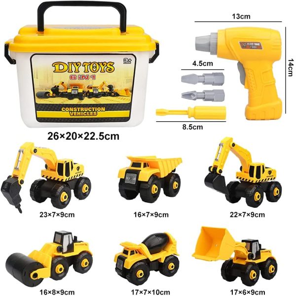 Take Apart Truck Car Toys with Electric Drill - DIY Construction Vehicles Excavator Toy Set with Storage Box Building STEM Toy Gifts for Kids Boys Girls Age 3 4 5 - Image 6