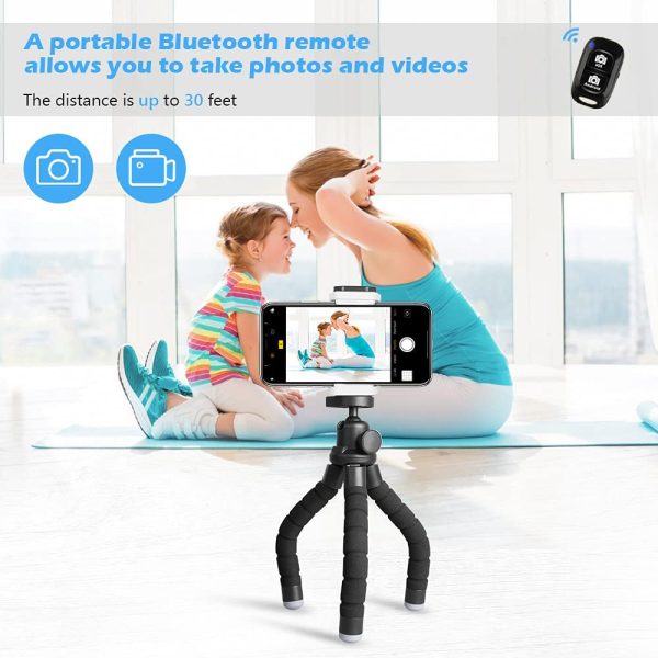 Phone Tripod Stand, Portable Cellphone Camera Tripod with Bluetooth Remote, Compatible with iPhone and Android Phone, Great for Selfies/Vlogging/Streaming - Image 3