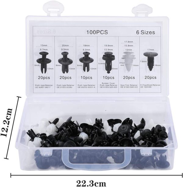 100Pcs Car Body Trim Clips - Car Retainer Clips Universal Auto Clips Plastic Nylon Rivet Trim Clamp, Car Door Bumper Fender Retainer Clips Liner Sealing Strip Fixed Clips Fasteners Tools - Image 3