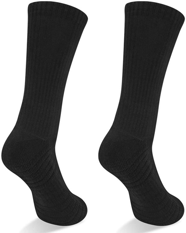 YUEDGE Men's Moisture Wicking Work Boot Socks 5Pairs/Pack Comfort Cotton Heavy Cushion Crew Sports Athletic Socks - Image 3