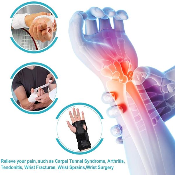 Wrist Support Brace, Wrist Brace, Carpal Tunnel Wrist Brace Stabilizer Wrist Protector with Removable Splint and Adjustable Stretchy Straps for CTS, Tendonitis, Sprain Pain Relief, Fits Both Left and Right Hand