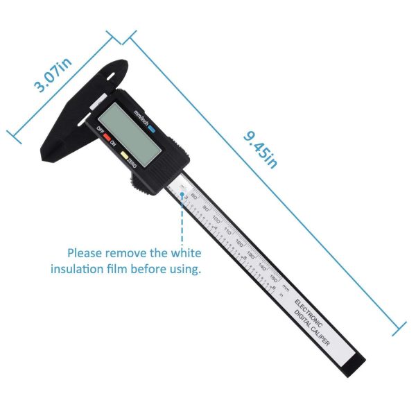 ADORIC Digital Caliper Caliper Measuring Tool Vernier Calipers with Inch/MM Conversion Large LCD Screen 0-6Inch/150mm Auto-Off Carbon Fiber Gauge