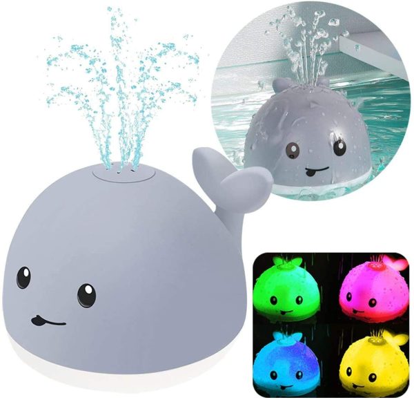 YWL Bath Toys, Bath Toys for Toddlers Water Spray Toys for Kids, Baby Toys Whale Toy Cut Light Up ,Bathtub Toys Spray Water Squirt Toy Whale Water Sprinkler Pool Toys for Toddlers (Gray) - Image 5