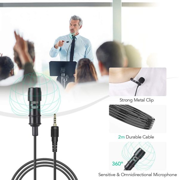 Lavalier Lapel Microphone Set,  Professional Omnidirectional Condenser Mic with 3 kinds of Adapters and Wind Muff, Clip-on Mini Microphone with Type-c Adapter, Perfect Recording Partner for Camera, DSLR, iPhone, Android, PC, Interview, Video conferencing, Podcast and More - Image 5