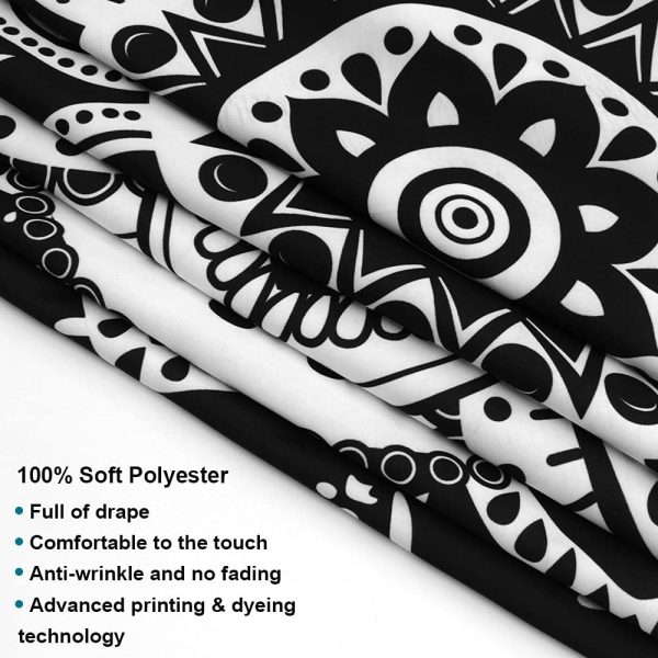 Tapestry Wall Hanging Black and White Mandala Flowers, Hippie Bohemian Tapestries Indian Home Decor Wall Art, Bedroom College Dorm Beach Throw Boho, 59"x51" by ZHH - Image 4