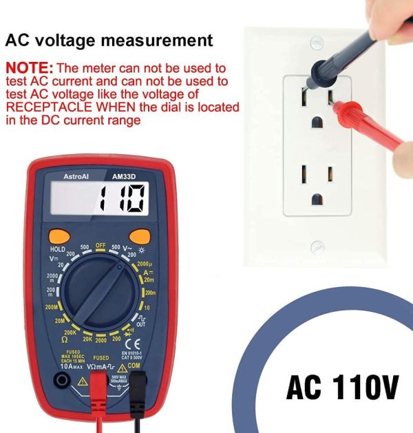 Multimeter 2000 Counts Digital Multimeter with DC AC Voltmeter and Ohm Volt Amp Tester ; Measures Voltage, Current, Resistance; Tests Live Wire, Continuity - Image 5