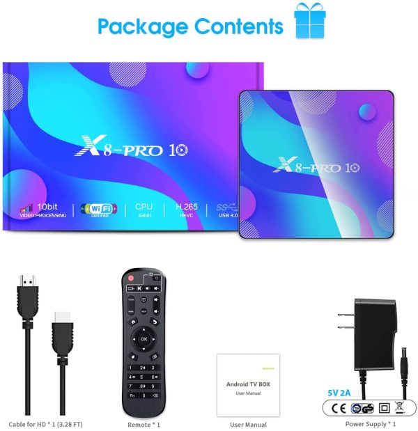 2022 Upgraded Android TV Box 11.0, Android TV Box 4GB RAM 64GB ROM RK3318 Quad-Core 64 Bits, Android Box Support Dual-WiFi 2.4GHz/5GHz BT 4.0 USB 3.0 3D 4K TV Box - Image 7