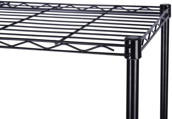 4 Shelf Shelving Unit, Metal Wire Shelving, Storage Organizer Wire Rack for Kitchen, Office and Garage in Black - Image 4