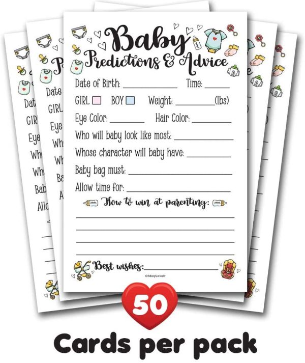 50 Baby Prediction and Advice Cards for Baby Shower | Parent in Training Stickers, Gender Neutral | Gender Reveal Shower Activity