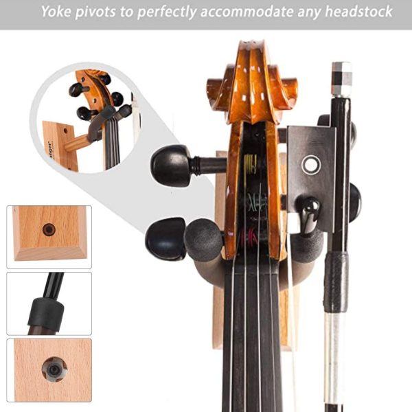 Violin Wall Hangers, Flanger Wooden Stand, Violin Wall Mount Holder for Home Studio - Image 9