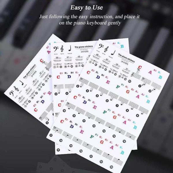 Piano Stickers for Keys, ForSewian Colorful Piano Keyboard Stickers for 88/61/54/49 Keyboard, Removable and Transparent Full Set Stickers for Kids and Beginners Learning Piano - Image 6