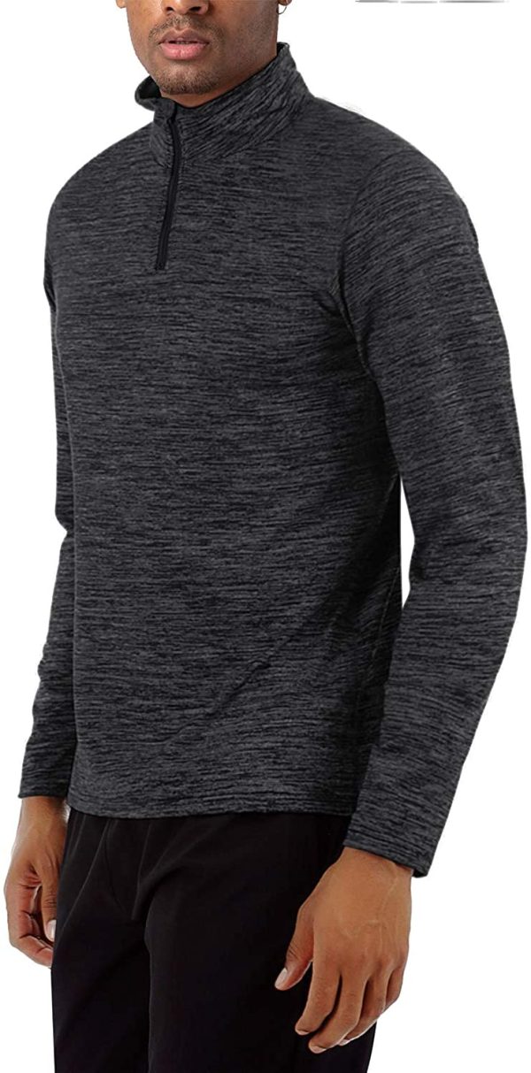 TACVASEN Men's Sports Shirts 1/4 Zip Long Sleeve Fleece Lined Running Workout Pullover Tops Sweatshirt - Image 5