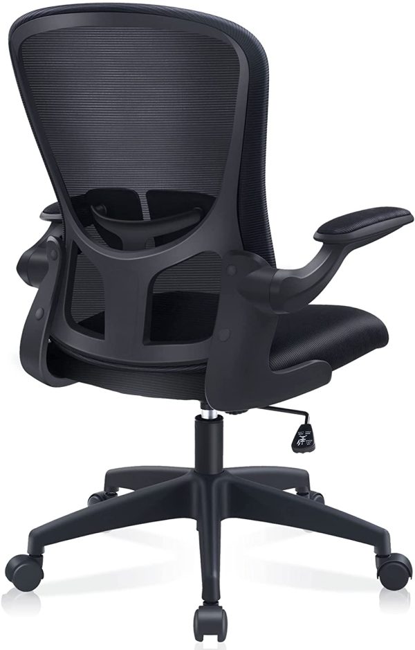 Office Chair,  Ergonomic Desk Chair with Adjustable Height, Swivel Computer Mesh Chair with Lumbar Support and Flip-up Arms, Backrest with Breathable Mesh (Black) - Image 2