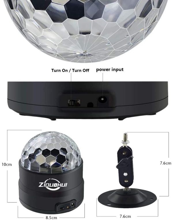 Ziduohui Party Lights Disco Ball, Color Disco Lights Sound Activated Strobe Light with USB Powered Remote Control DJ Lights for Home Room Parties, Wedding, Show, Birthday, Club, Pub, Xmas - Image 3