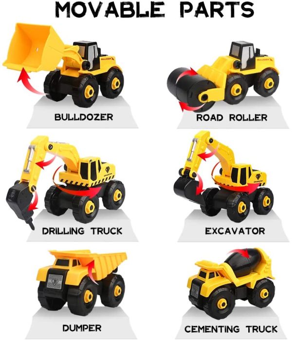 Take Apart Truck Car Toys with Electric Drill - DIY Construction Vehicles Excavator Toy Set with Storage Box Building STEM Toy Gifts for Kids Boys Girls Age 3 4 5 - Image 2