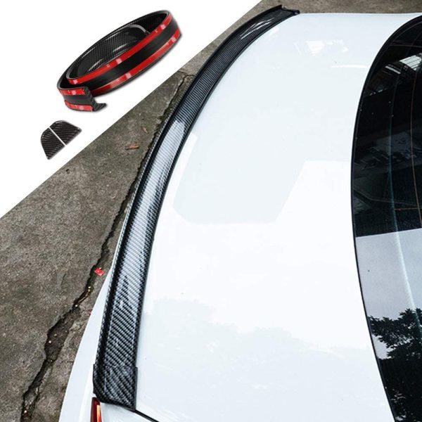 Universal Black Carbon Fiber Trunk Spoiler Lip Kit Car Rear Window Roof Spoiler Exterior Rear Spoiler Kit Universal Fits for Most Cars Punch-Free Installation (width5cm long150cm) (Black Carbon)?? - Image 2